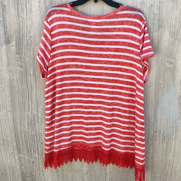 ORANGE AND WHITE JUST BE BLOUSE! A12 - Picture 2 of 7